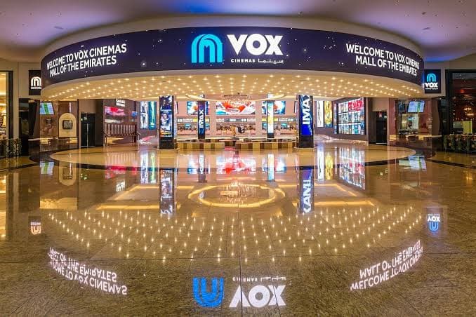 Entrance to VOX Cinemas at Mall of the Emirates Dubai, offering modern movie theaters and entertainment experiences.